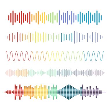 Ses Dalgası Simgesi Set Vektör Tasarımı.