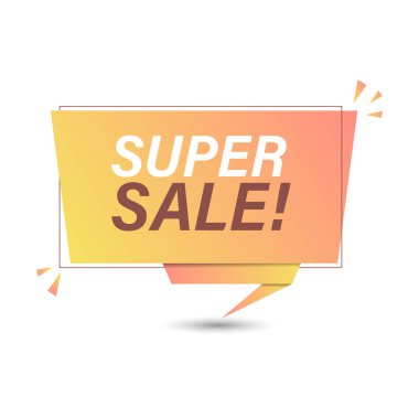 Konuşma Balonu ve Süper İndirimli Metin Sancak Vektör Tasarımı.