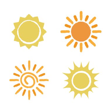 Güneş Simgesi Set Vektör Tasarımı.
