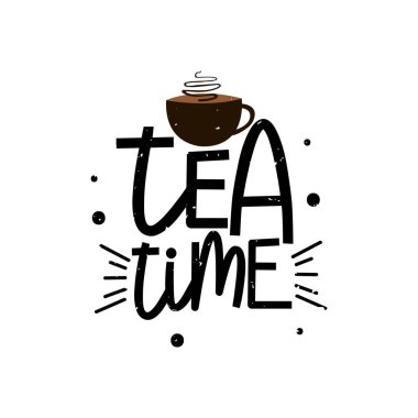 Çay Zamanı Harf Vektörü Tasarımı.