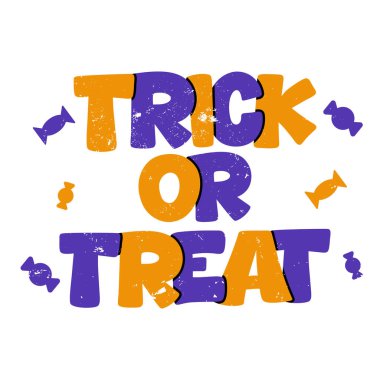 Trick Or Treat Lettering Vector Design.