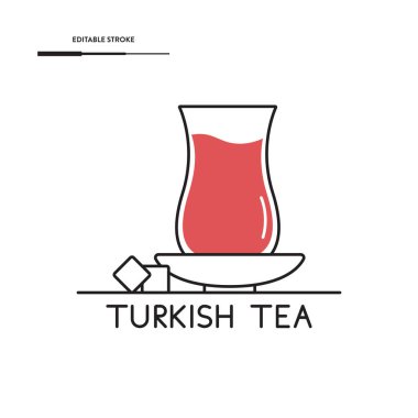 Türk Çay Simgesi Vektör Tasarımı.