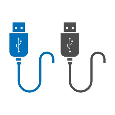 USB Eklenti Simgesi Vektör Tasarımı.
