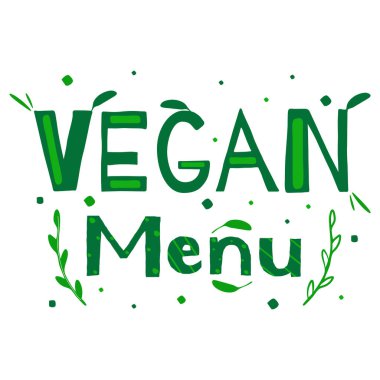Vegan Menüsü Modern Kaligrafi Simgesi Vektör Tasarımı.