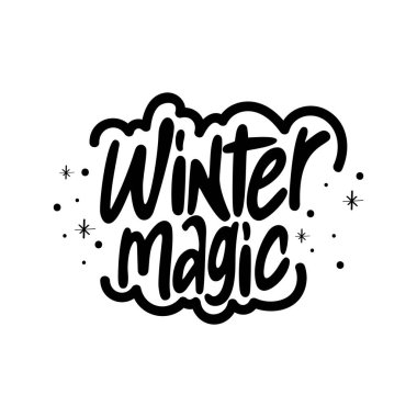 Kış Sihirli Harf Vektörü Tasarımı.