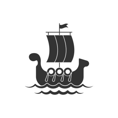 Tahta Viking gemisi Simge Vektör Tasarımı.