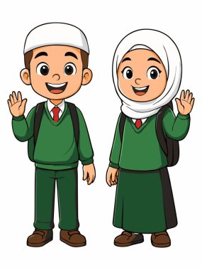 Müslüman okul çocuklarının karikatür çizimi