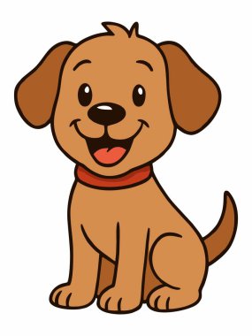 Şirin Mutlu Köpek Çizgi Filmi Vektör İllüstrasyonu