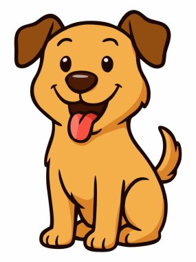 Şirin Mutlu Köpek Çizgi Filmi Vektör İllüstrasyonu