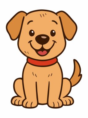 Şirin Mutlu Köpek Çizgi Filmi Vektör İllüstrasyonu