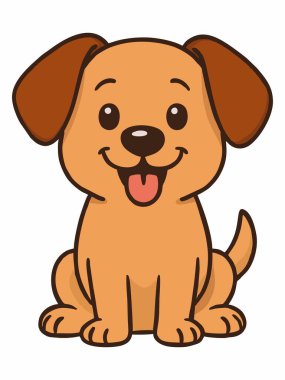 Şirin Mutlu Köpek Çizgi Filmi Vektör İllüstrasyonu