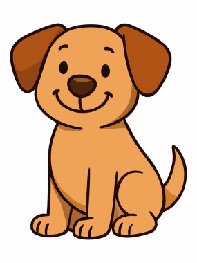 Şirin Mutlu Köpek Çizgi Filmi Vektör İllüstrasyonu