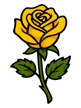 Sarı gül çizgi film çizimi