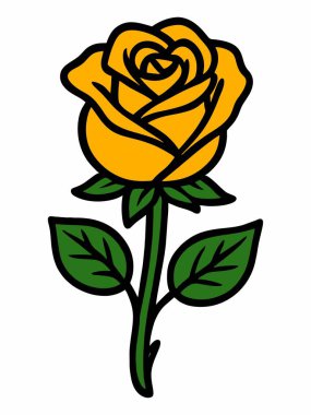 Sarı gül çizgi film çizimi