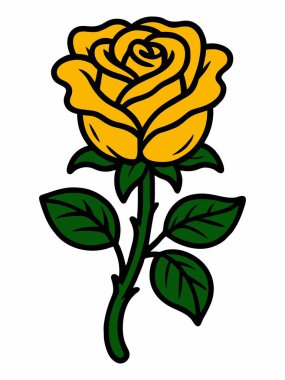 Sarı gül çizgi film çizimi