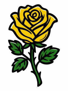 Sarı gül çizgi film çizimi