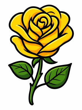 Sarı gül çizgi film çizimi