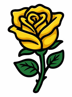 Sarı gül çizgi film çizimi