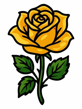 Sarı gül çizgi film çizimi