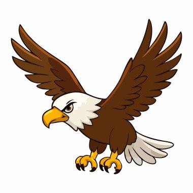 Uçan kel kartalın karikatür çizimi