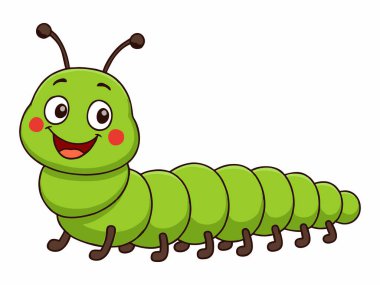 Sevimli yeşil tırtıl çizgi film illüstrasyon