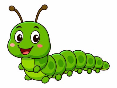 Sevimli yeşil tırtıl çizgi film illüstrasyon
