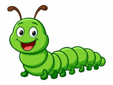 Sevimli yeşil tırtıl çizgi film illüstrasyon