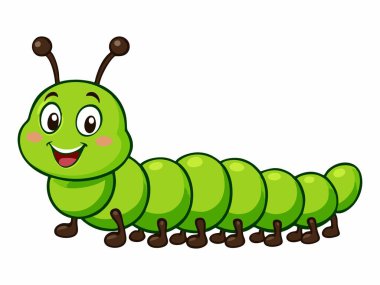 Sevimli yeşil tırtıl çizgi film illüstrasyon