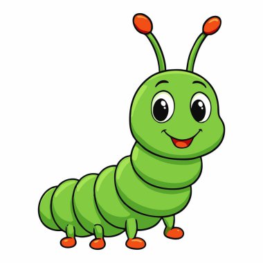 Sevimli yeşil tırtıl çizgi film illüstrasyon