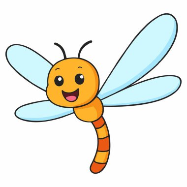 Şirin Dragonfly çizgi film vektör çizimi