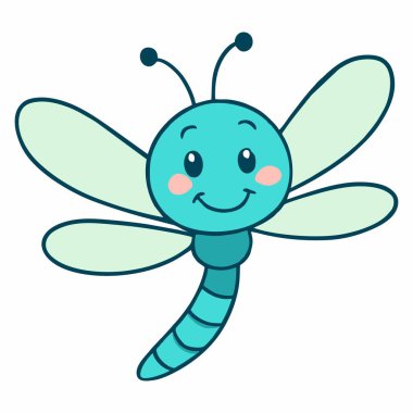 Şirin Dragonfly çizgi film vektör çizimi