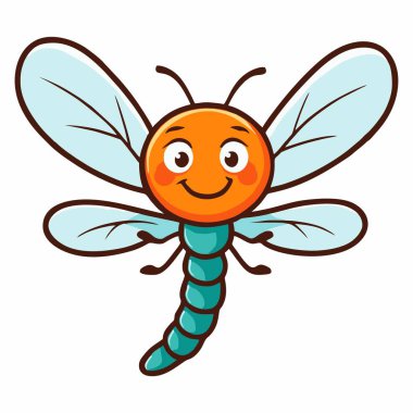 Şirin Dragonfly çizgi film vektör çizimi