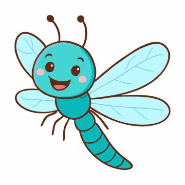 Şirin Dragonfly çizgi film vektör çizimi