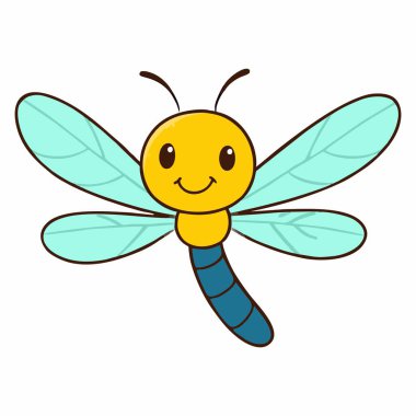 Şirin Dragonfly çizgi film vektör çizimi