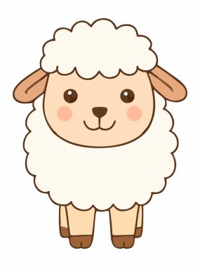 Sevimli çizgi film koyun karakteri çizimi