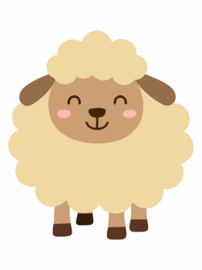 Sevimli çizgi film koyun karakteri çizimi