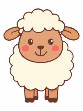 Sevimli çizgi film koyun karakteri çizimi