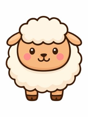 Sevimli çizgi film koyun karakteri çizimi