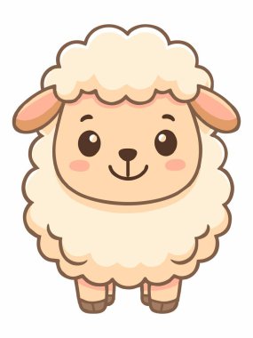 Sevimli çizgi film koyun karakteri çizimi