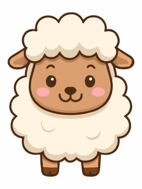 Sevimli çizgi film koyun karakteri çizimi