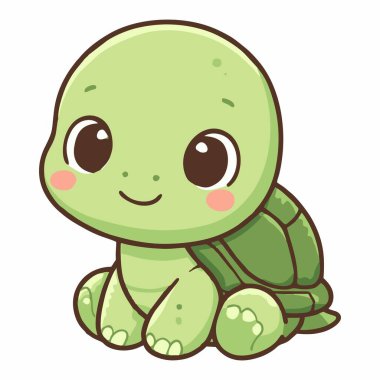 Yavru bir kaplumbağanın çizgi film çizimi.