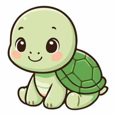 Yavru bir kaplumbağanın çizgi film çizimi.