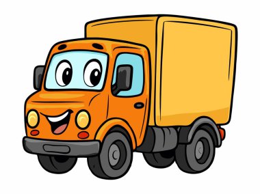 Renkli karikatür kamyon çizimi, vektör