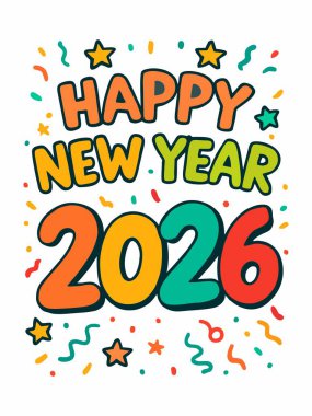 Mutlu yıllar 2026 illüstrasyon, vektör