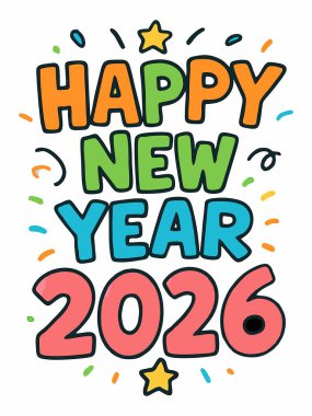 Mutlu yıllar 2026 illüstrasyon, vektör