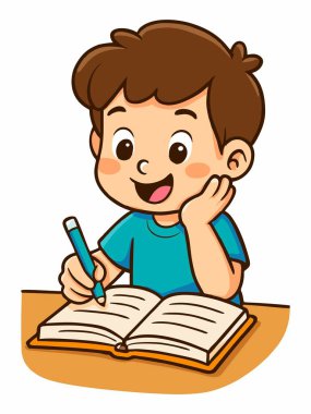 Çalışan bir çocuğun neşeli bir çizimi..