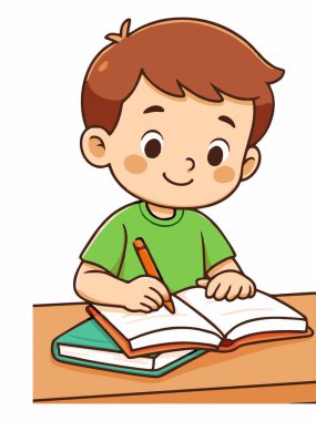 Çalışan bir çocuğun neşeli bir çizimi..