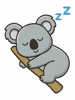 Tatlı uyuyan koala çizgi film çizimi
