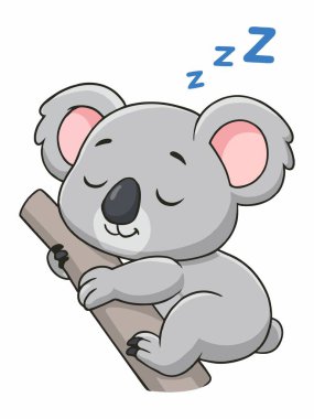 Tatlı uyuyan koala çizgi film çizimi