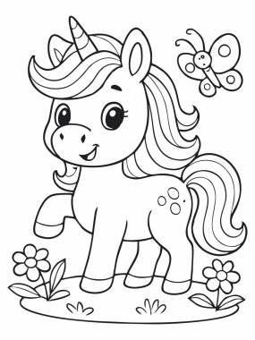 Boyama kitapları, çocuk baskıları, eğitim projeleri veya tasarımlar için siyah beyaz çizimler.